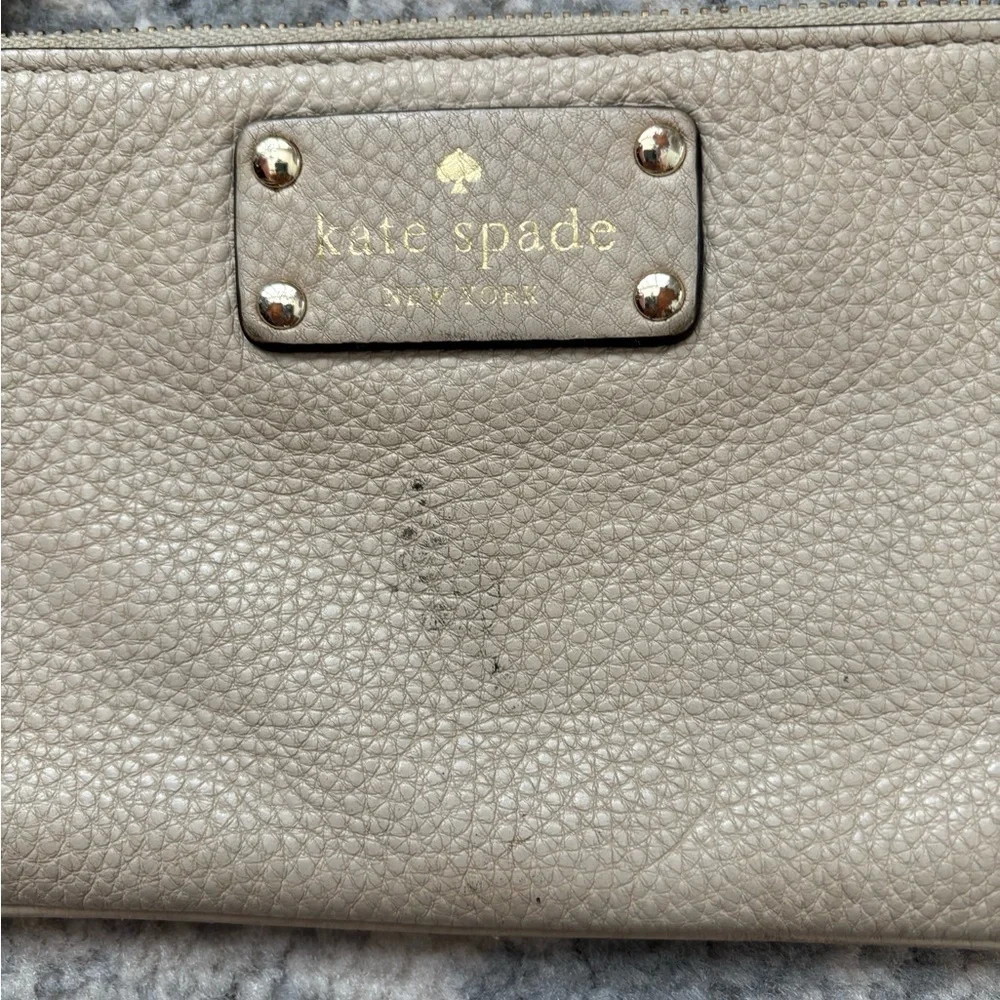 Kate Spade Peddle Leather Wristlet, Beige.